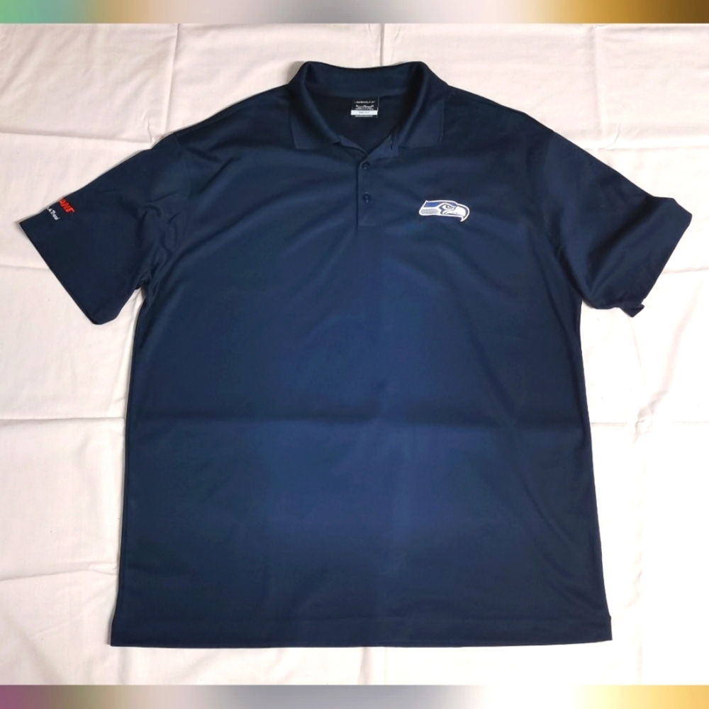 Nike Dri Fit Golf Men's Polo NFL Seattle Seahawks Trane Navy Blue Shirt XL